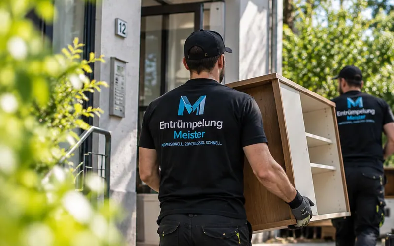 Ein Regal wird bei einer Wohnungsauflösung aus dem Wohnhaus getragen